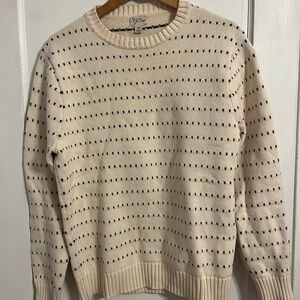 J. Crew Heritage Knit Cream and Navy Dotted Sweater